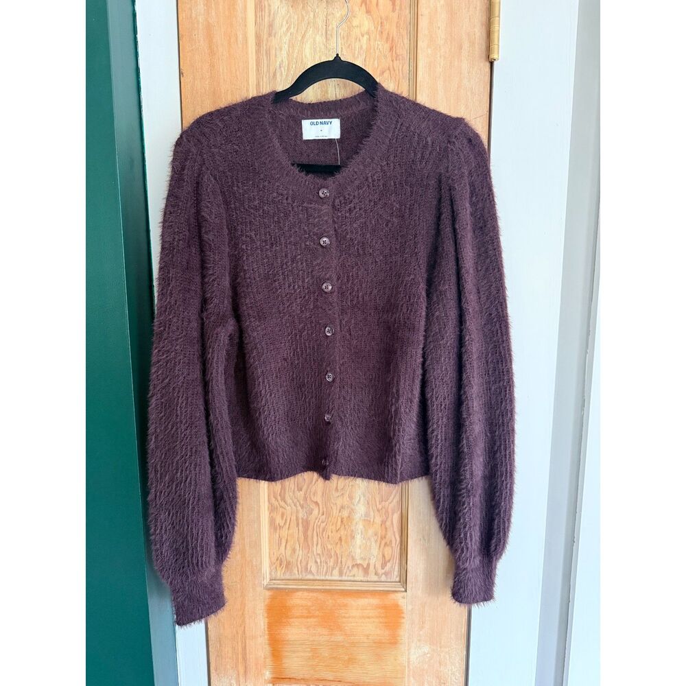 Old Navy Brown Fuzzy Button Front Cardigan M NWT
